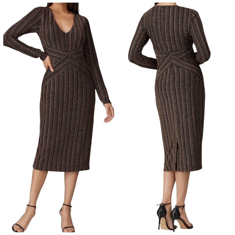 Rachel Roy Copper Quinn Metallic Knit Midi Dress Small